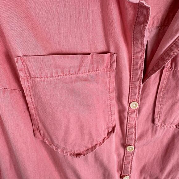 Pact Pink 100% Organic Cotton Sleeveless Collared Shorts Romper Pockets Size L - Picture 5 of 9